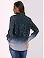 cheap Women&#039;s Blouses &amp; Shirts-Women&#039;s Shirt Blouse Color Gradient Button Print Casual Daily Basic Long Sleeve Shirt Collar Blue Spring Fall