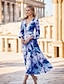 Χαμηλού Κόστους Φορέματα για τη Μητέρα της Νύφης-δύο τεμάχια κόσμημα λαιμόκοψη μέχρι το γόνατο πολυεστέρα μισό μανίκι συν μέγεθος μητέρα της νύφης φόρεμα μπλε νυφικό με χάντρες / δαντέλα 2024