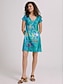 olcso Mintás ruhák-Női Váltó ruha Grafika Nyomtatott V-alakú Mini ruha Alap Etno Napi Vakáció Rövid ujjú Nyár Tavasz