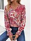 billige Bluser og trøjer til kvinder-Dame Skjorte Boho skjorte Bluse Paisley Afslappet Ferie Knap Trykt mønster Rød Langærmet Mode Boheme V-hals Sommer Forår