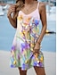 billige Kjoler med trykt mønster-Dame Slipkjole Blomstret Trykt mønster Med stropper Mini kjole Ermeløs Sommer