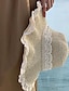 billiga Damhattar-elegant beige/khaki stråhatt med spetsband bred brätte volangsolhattar andningsbara strandhattar för kvinnor tjejer sommar utomhussemester