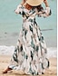 Χαμηλού Κόστους Print Φορέματα-Γυναικεία Σιφόν Καθημερινό φόρεμα Φόρεμα σε γραμμή Α Στάμπα Με σούρα στο λαιμό Φουσκωτό μακρύ Μακρύ Φόρεμα Μάξι Φόρεμα Στυλάτο Μπόχο Ημερομηνία Διακοπές Μακρυμάνικο Καλοκαίρι Άνοιξη