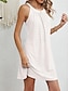 cheap Plain Dresses-Women&#039;s White Dress Casual Dress Summer Dress Mini Dress Eyelet Vacation Beach Basic V Neck Sleeveless Black White Navy Blue Color
