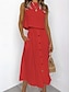 abordables Faldas de lino de algodón-Mujer Falda Línea A Maxi Faldas Bolsillo Color sólido Casual Diario Fin de semana Verano Algodón Básico Casual Blanco Amarillo Rosa Rojo