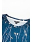 billige T-skjorter til kvinner-Dame T skjorte Blomstret Ferie Helg Trykt mønster Blå Langermet Elegant Mote Grunnleggende Rund hals Høst vinter