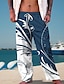 levne Pánské kalhoty pro volný čas s potiskem-dovolená 3D potisk havajské pánské boční kapsy 3d potisk elastický design se stahovací šňůrkou kalhoty kalhoty s rovnými nohavicemi outdoor havajská dovolená polyester černá tmavě modrá s m l střední