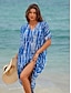 olcso Mintás ruhák-Női Sifon Tunika ruha Nyomtatott V-alakú Midi ruha Stílusos Vakáció Rövid ujjú Nyár