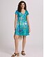 olcso Mintás ruhák-Női Váltó ruha Grafika Nyomtatott V-alakú Mini ruha Alap Etno Napi Vakáció Rövid ujjú Nyár Tavasz