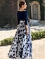 cheap Mother of the Bride Dresses-A-Line Mother of the Bride Dress Floral Dress Formal Wedding Guest Elegant V Neck Floor Length Chiffon 3/4 Length Sleeve with Flower 2024