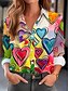 ieftine Bluze &amp; Cămăși Damă-Pentru femei Cămașă Bluză Inimă Buton Imprimeu Ziua Îndrăgostiților Casual Modă Manșon Lung Guler Cămașă Curcubeu Vară Primăvară