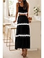 cheap Print Dress Sets-Women&#039;s Two Piece Dress Set Casual Dress Skirt Set Print Dress Outdoor Date Fashion Modern Print Long Dress Maxi Dress Strap Sleeveless Stripe Regular Fit Black White Red Summer S M L XL