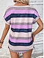 ieftine Tricouri Damă-Pentru femei Tricou Dungi Zilnic Vacanță Imprimeu Mâneci Lejere Roz Îmbujorat Manșon scurt Stilat De Bază În V Vară