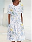 billige Kjoler med trykt mønster-Dame Uformell kjole Blomstret Trykt mønster Crew-hals Midikjole Feriereise Kortermet Sommer