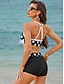 olcso Bikiniszettek-Női Szabályos Fürdőruha Bikini 2 darab Rövidnadrágok Fürdőruha Nyissa meg a Vissza elemet Nyomtatás Pöttyös Mély dekoltázs Tropikus Strandruházat Fürdőruhák
