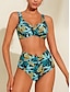tanie markowe stroje kąpielowe-Strój kąpielowy bikini z kwiatowym nadrukiem