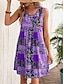 cheap Print Dresses-Women&#039;s Casual Dress Tank Dress Floral Color Block Print U Neck Mini Dress Vacation Sleeveless Summer