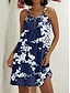 זול שמלות עם הדפס-בגדי ריקוד נשים פרחוני Ruched א-סימטרי שמלת מיני חוף ללא שרוולים קיץ