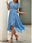 Χαμηλού Κόστους Print Φορέματα-Γυναικεία Σιφόν Φόρεμα σε γραμμή Α Ditsy Floral Διχασμένος μηρός Λαιμόκοψη V Μακρύ φόρεμα Στυλάτο Διακοπές Αμάνικο Καλοκαίρι