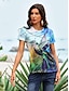 preiswerte T-Shirts für Damen-Damen T Shirt Vogel Täglich Wochenende Bedruckt Blau Kurzarm Modisch Rundhalsausschnitt Sommer