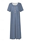 Χαμηλού Κόστους Print Φορέματα-Γυναικεία Καθημερινό φόρεμα Φόρεμα σε γραμμή Α Φλοράλ Φύλλο Στάμπα Στρογγυλή Ψηλή Λαιμόκοψη Μίντι φόρεμα Διακοπές Κοντομάνικο Καλοκαίρι