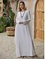 cheap Design Cotton &amp; Linen Dresses-Women‘s Cotton Linen Dress Caftan Dress Shift Dress Long Dress Maxi Dress Green Red Light Blue White Black 3/4 Length Sleeve Pure Color Pocket Spring Summer Fall Boat Neck Basic Casual Loose Fit 2023