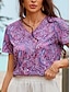cheap Women&#039;s T-shirts-Women&#039;s T shirt Tee 100% Cotton Paisley Print Party Casual Daily Ethnic Boho Print Short Sleeve Round Neck Purple All Seasons