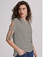 abordables Tops Basiques pour femmes-Femme T shirt Tee Capitale Plein Casual du quotidien Bouton Découpé Blanche Manche Courte Mode basique Col V Eté Printemps