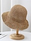 tanie Nakrycia głowy dla kobiet-beżowy/khaki boho szydełkowy kapelusz typu Bucket ze słomy klasyczne, jednokolorowe, oddychające kapelusze przeciwsłoneczne w stylu vintage, podróżne kapelusze plażowe dla kobiet