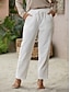 cheap Basic Women&#039;s Bottoms-Women&#039;s Linen Pants Baggy Pants Linen Cotton Blend Side Pockets Baggy Ankle-Length Black Summer