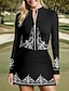 abordables Colección de diseñador-Mujer Camisas de polo Negro Caqui Manga Larga Protección Solar Camiseta Otoño Invierno Ropa de golf para damas Ropa Trajes Ropa Ropa