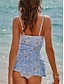 cheap Designer Swimwear-Floral Shirred V Neck Swim Dress