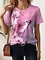 olcso Női pólók-Női Póló Mértani Színes Nyomtatott Napi Hétvége Divat Rövid ujjú Terített nyak Fehér Nyár