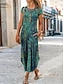 olcso Mintás ruhák-Női hétköznapi ruha Virágos Grafika Nyomtatott Terített nyak Hosszú ruha Maxi ruha Vakáció Rövid ujjú Nyár