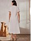 Χαμηλού Κόστους σχέδιο βαμβακερά &amp; λινά φορέματα-Γυναικεία Φόρεμα ριχτό Μακρύ φόρεμα Βαμβακερά λευκά είδη Δαντέλα Κουρελού Μονόχρωμο Καθημερινό Διακοπές Λαιμός με εγκοπή Κοντομάνικο Καλοκαίρι Άνοιξη Λευκό