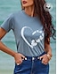 economico T-Shirt da donna-Per donna maglietta 100% cotone Con cuori Farfalla Informale Fine settimana Stampa Blu Manica corta Di tendenza Essenziale Girocollo Estate