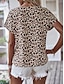 baratos T-Shirts de mulher-Mulheres Camiseta Leopardo Casual Diário Imprimir Marron Manga Curta Moda Decote V Verão