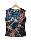 ieftine Bluze &amp; Camisole Damă-Pentru femei Bluză Grafic Fluture Casual Imprimeu Roșu-aprins Fără manșon De Bază În V