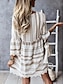 billige Kjoler med trykt mønster-Dame Uformell kjole Fargeblokk Blonde Lapper V-hals Mini kjole Bohem Feriereise Sommer