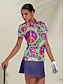 billiga Designerkollektion-Dam Vandringspolotröja Rosa Kortärmad Solskydd Överdelar Knytbatik Golfkläder för damer Kläder Outfits Bär kläder