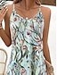 preiswerte Bedruckte Kleider-Damen Casual kleid skims dress Blumen Blatt Bedruckt Gurt Minikleid Urlaub Ärmellos Sommer