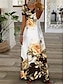 Χαμηλού Κόστους Print Φορέματα-Γυναικεία Καθημερινό φόρεμα Φλοράλ Στάμπα Λαιμόκοψη V Μακρύ Φόρεμα Μάξι Φόρεμα Διακοπές Κοντομάνικο Καλοκαίρι