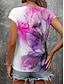 abordables Camisetas de mujer-Mujer Camiseta Floral Estampado Casual Festivos Moda Manga Corta Escote en Pico Morado Verano