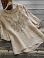 Χαμηλού Κόστους Βασικές Γυναικείες Μπλούζες-Πουκάμισο λινό πουκάμισο Μπλούζα Γυναικεία Λευκό Κίτρινο Ρουμπίνι Συμπαγές Χρώμα Κεντητό Δρόμος Καθημερινά Μοντέρνα Στρογγυλή Λαιμόκοψη Βαμβακερά λευκά είδη Κανονικό M