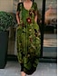 Χαμηλού Κόστους Print Φορέματα-Γυναικεία Καθημερινό φόρεμα Φόρεμα ριχτό Λουλούδι Τσέπη Στάμπα Λαιμόκοψη V Μακρύ φόρεμα Καθημερινό Καθημερινά Κοντομάνικο Άνοιξη Φθινόπωρο