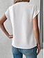 baratos Blusas e Camisas de mulher-Mulheres Camisa Social Blusa Tecido Botão Imprimir Casual Moda Roupa de rua Manga Curta Pescoço Dividido Branco Verão