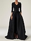 olcso Örömanyaruhák-jumpsuit overszoknyával menyasszony anyja ruha elegáns egyszerű fekete ruha v nyakseprő / ecsetvonat sztreccs szövet 3/4 hosszú ujjú egyszínű 2024
