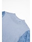 preiswerte Basic-Damenoberteile-T Shirt Damen Marineblau Blau Beige Solide / einfarbig Gitter Patchwork Party Täglich Modisch Rundhalsausschnitt Regular Fit S