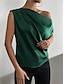 Недорогие Базовые плечевые изделия для женщин-Рубашка Блуза Жен. Черный Светло-зеленый Розовый Полотняное плетение Холодный прием Для улицы Повседневные Мода На одно плечо Стандартный S