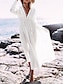 Χαμηλού Κόστους απλά φορέματα-Γυναικεία Λευκό φόρεμα Μακρύ Φόρεμα Μάξι Φόρεμα Δαντέλα Κουρελού Διακοπές Παραλία Κομψό στυλ street Μάξι Λαιμόκοψη V 3/4 Μήκος Μανικιού Μαύρο Λευκό Χρώμα